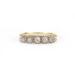 18ct gold diamond five stone ring, size K, approximate weight 2.6g : For Further Condition Reports