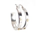 Pair of Cartier style 9ct white gold hoop earrings, 3.7cm in diameter, approximate weight 5.2g : For