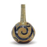 Royal Doulton stoneware mallet vase by Frank Butler, hand painted and incised with stylised