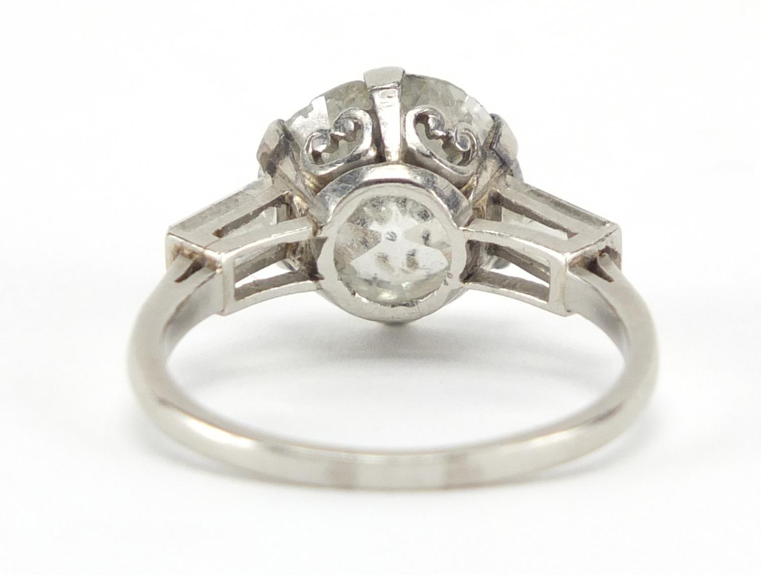 Platinum diamond solitaire ring (approximately 3.00ct) with diamond shoulders , approximate weight - Image 6 of 8