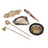 Antique and later jewellery including a micro mosaic brooch of Colosseum Rome, two Scottish