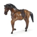 Leather bound model of a standing horse, 28cm high : For Further Condition Reports and Live