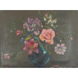 After Cecil Kennedy - Still life flowers in a vase, oil on board, framed, 64cm x 47cm : For