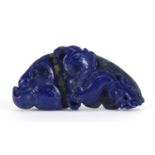 Chinese lapis lazuli pendant carved with a dragon, 10cm x 5cm : For Further Condition Reports and