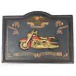Harley Davidson Live to Ride, hand painted carved wood plaque, 82cm x 60cm : For Further Condition