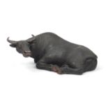 Large Chinese pottery model of a water buffalo, 68cm wide : For Further Condition Reports Please