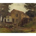 Attributed to Stanhope Alexander Forbes - Building with watermill, oil on canvas, inscribed verso,