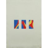 Abstract composition, watercolour triptych, bearing an indistinct signature, dated '72, mounted