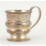 Georgian silver Christening cup engraved with flowers, indistinct makers mark London 1819, 7.5cm