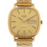 Gentleman's 9ct gold Rotary quartz wristwatch with day date dial, 3.4cm in diameter : For Further