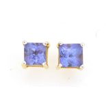 Pair of 9ct gold amethyst earrings, approximate weight 0.8g : For Further Condition Reports and Live