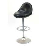 Venus black leather and chrome bar stool designed by Borje Johanson, 104cm high : For Further