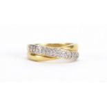 18ct gold diamond crossover ring, size M, approximate weight 4.0g : For Further Condition Reports