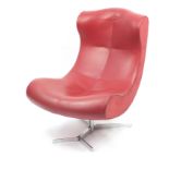 Contemporary French red leather chair by Ligne Roset, 102cm high : For Further Condition Reports and