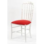 French style painted wood chair with red upholstered seat, 102cm high : For Further Condition