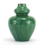Pilkington Royal Lancastrian green glazed double gourd vase, impressed marks and numbered 2026 to