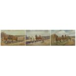 Thomas Ivester Lloyd - Work horses, three watercolour and gouaches, framed, each 49.5cm x 31cm : For