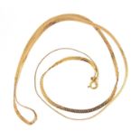 9ct gold flatten link necklace, 60cm in length, approximate weight 6.2g : For Further Condition