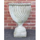 Stoneware garden pedestal planter, 66cm high : For Further Condition Reports and Live Bidding Please