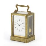 19th century French carriage clock striking on a bell, by Augste of Paris, with floral chased