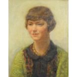 Head and shoulders portrait of a young female, oil on canvas, bearing a signature Smeers,