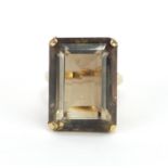 Large 9ct gold smoky quartz ring, size M, approximate weight 10.0g : For Further Condition Reports