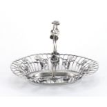 Art Nouveau pewter swing handle basket by WMF, decorated with leaves, 17cm wide : For Further