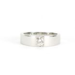 18ct white gold diamond solitaire ring, size K, approximate weight 4.3g : For Further Condition