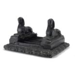 Victorian Sphinx design cast iron boot scrapper, 39cm wide : For Further Condition Reports and