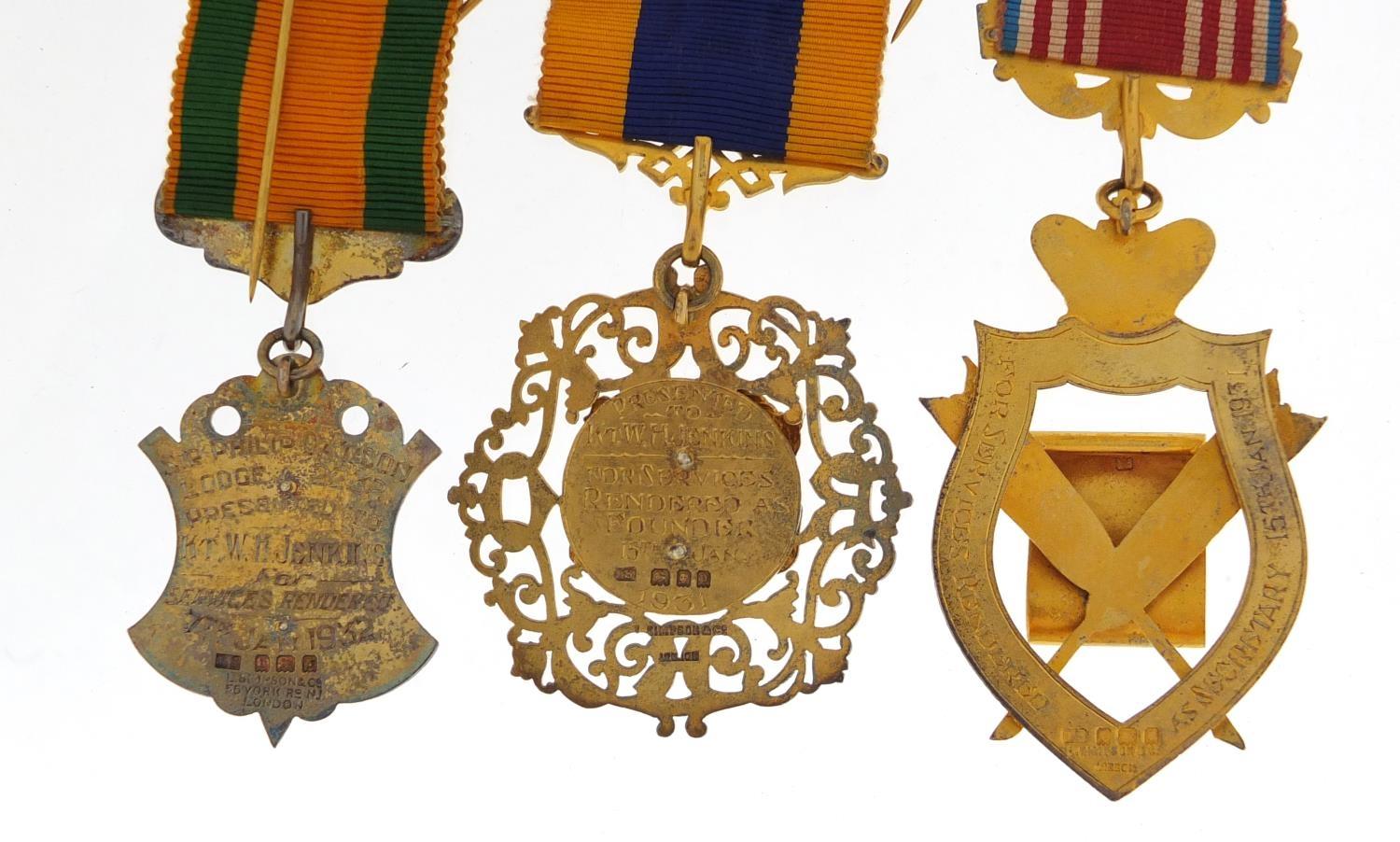 Royal Order of Buffalos jewels and sashes relating to K T W H Jenkins including seven silver jewels, - Image 14 of 24
