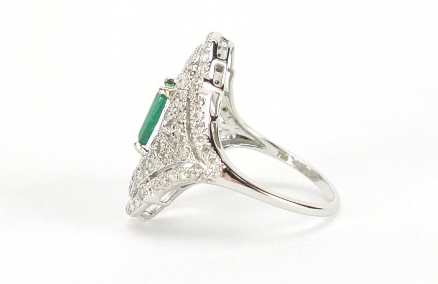 18ct white gold emerald and diamond ring, size J, approximate weight 4.3g : For Further Condition - Image 2 of 4