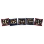 Five United Kingdom proof coin collections with boxes, 2000, 2001, 2002, 2003 and 2004 : For Further