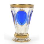 Continental flashed glass vase in the style of Moser, F H Venezia BK paper label to the base, 12cm