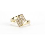 Unmarked gold clear stone cluster ring, size M, approximate weight 2.4g : For Further Condition