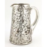 Art Nouveau silver overlaid glass jug, decorated with fruiting vines, 19.5cm high : For Further