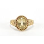 9ct gold citrine ring, size T, approximate weight 3.5g : For Further Condition Reports and Live