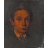 Head and shoulders portrait of a young boy, 19th century oil on canvas, unframed, 32cm x 27cm :
