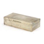 Rectangular silver cigarette box with engine turned lid, by Mappin & Webb, Birmingham 1962, 17.5cm