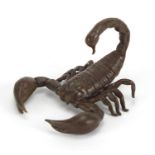 Japanese patinated bronze scorpion, 5.5cm in length : For Further Condition Reports Please Visit Our