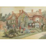 William Ralph Burrows 1899 - The Red House, watercolour, inscribed verso, mounted and framed, 34cm x