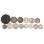 William III and later British coinage mostly silver including 1698 shilling, cartwheel two pence and