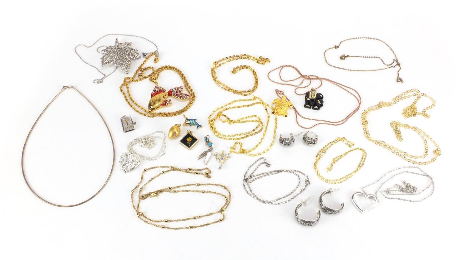 Costume jewellery including silver earrings, pendants and necklaces : For Further Condition