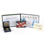 Silver proof coins comprising a Queen's Diamond Jubilee crown, 2011 Britannia two pound and