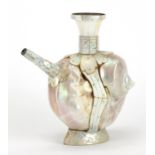 Indian Goa mother of pearl water flask, 24.5cm high : For Further Condition Reports Please Visit Our