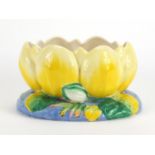 Clarice Cliff Newport pottery lily pad centre piece, 12.5cm high : For Further Condition Reports and