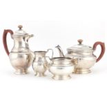 Silver four piece tea set, by F G Richards, Birmingham 1941, the water pot 21.5cm high,
