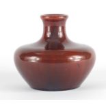 Pilkington Royal Lancastrian red glazed vase, impressed factory marks and numbered 21589 to the