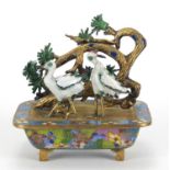 Chinese gilt metal cloisonné and enamel bonsai tree, 8cm high : For Further Condition Reports Please