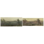 Walter Fryer Stocks - Where E No Man Dwellech and Scaffold On Hill, two signed watercolours, each