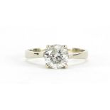 18ct white gold diamond solitaire ring (approximately 1.00ct), size G, approximate weight 1.8g : For